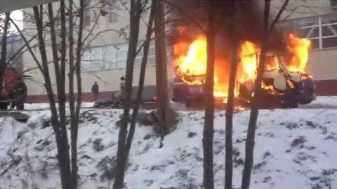 Горящий УАЗ почта России ,Корсаков